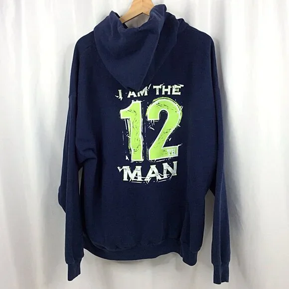 Hanes Seattle Seahawks Hoodie Sweatshirt Size 2XL Fan 12th Man Graphic NFL - Picture 3 of 6